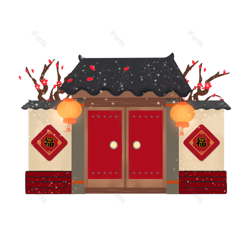 创意手绘图片,雪景元素,下雪天PNG,免抠素材