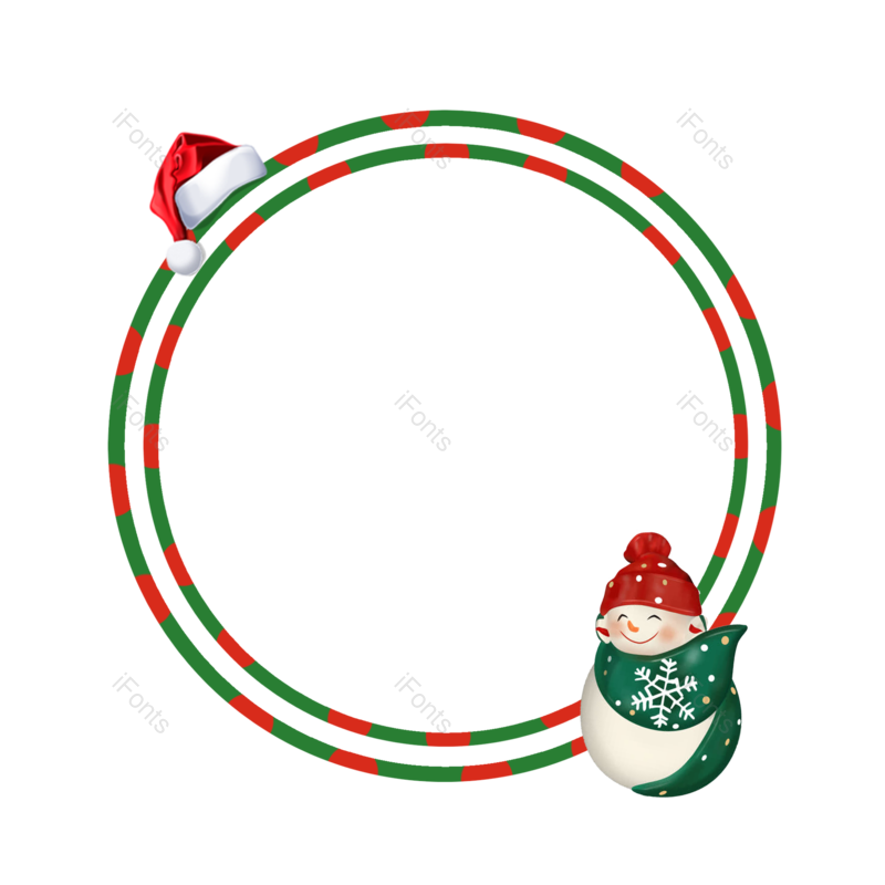 圆圈图片,帽子元素,圣诞节边框PNG,雪人免抠素材