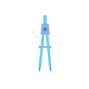蓝色 学习用品 卡通 圆规 手绘