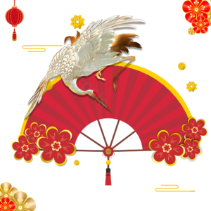 国潮 中国风 中式 仙鹤 祥云 国潮风 复古风 红色