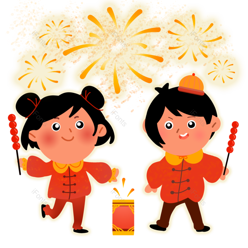 春节图片,放烟花元素,除夕PNG,新年免抠素材